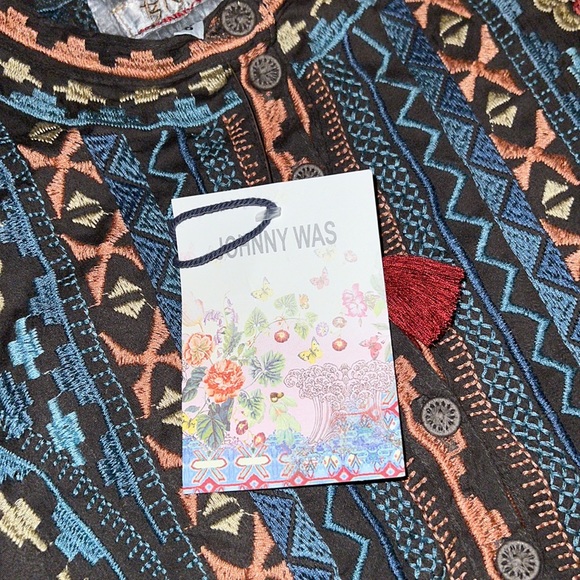 Johnny Was Biya Crozier Dress Embroidered Boho size XS. 44” from waist down. NWT - Picture 11 of 17